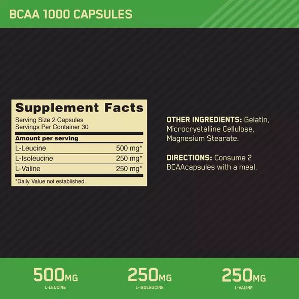 Optimum Nutrition BCAA 1000 60 Capsules (30 Servings) Malaysia | 148MBIKDC