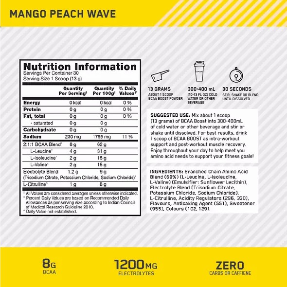 Optimum Nutrition BCAA Boost Mango Peach 30 Serves Malaysia | 815KJMPXD