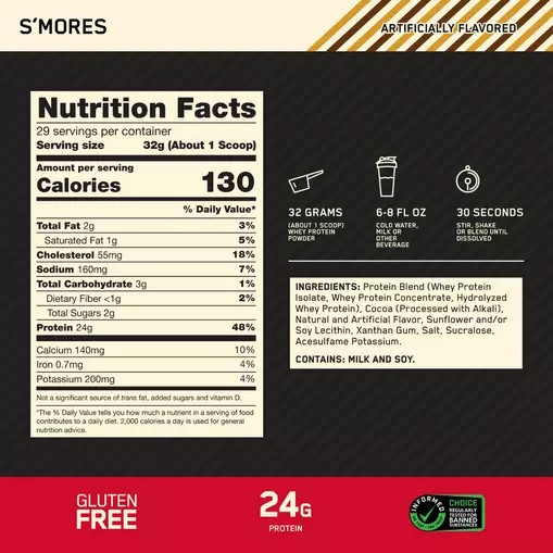 Optimum Nutrition GOLD STANDARD 100% WHEY™ *new* S'mores 2 lb (28 Servings) Malaysia | 802JQSUFW