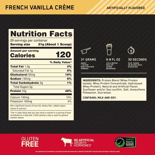 Optimum Nutrition GOLD STANDARD 100% WHEY™ French Vanilla Creme 2 lb (29 Servings) Malaysia | 142ZTXWFS