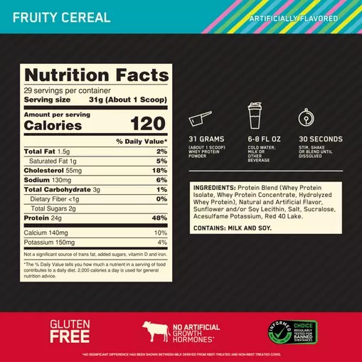 Optimum Nutrition GOLD STANDARD 100% WHEY™ Fruity Cereal 2 lb (29 Servings) Malaysia | 349IEBNWZ