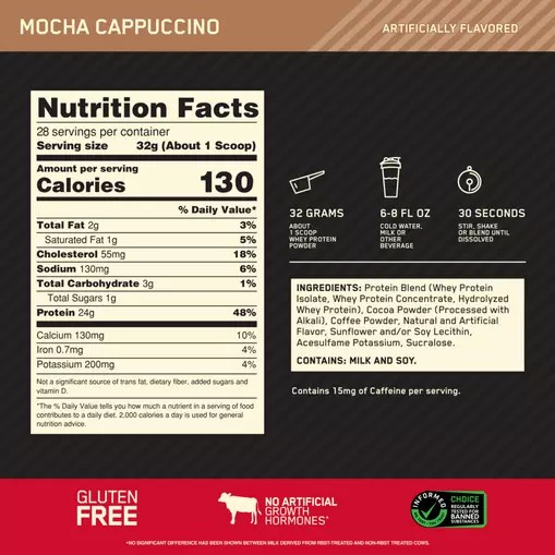 Optimum Nutrition GOLD STANDARD 100% WHEY™ Mocha Cappuccino 2 lb (28 Servings) Malaysia | 593KXUYTD