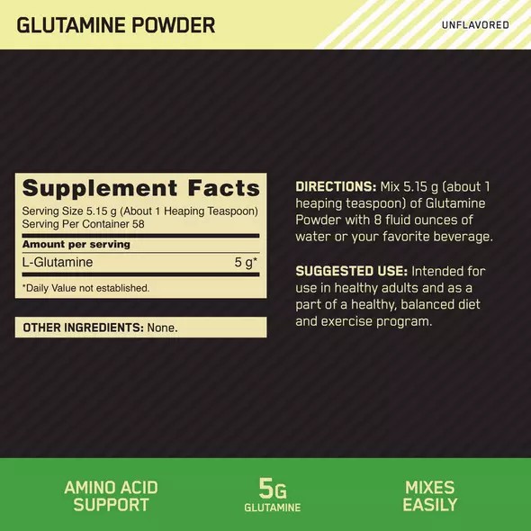 Optimum Nutrition Glutamine Powder 0.66 lb (58 Servings) Malaysia | 814DHBJGL