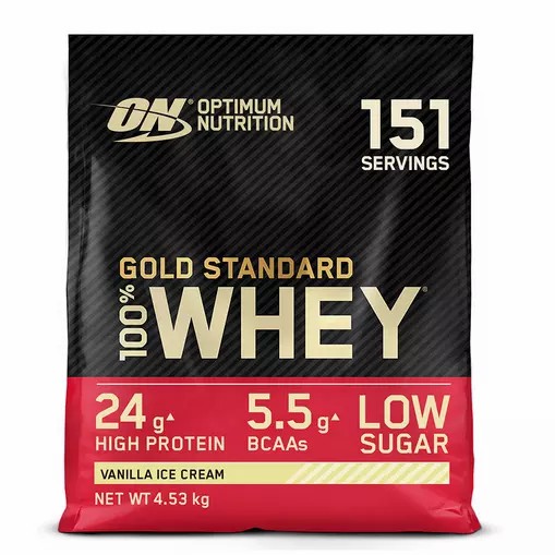 Optimum Nutrition Gold Standard 100% Whey Protein Powder Vanilla Ice Cream 4.53 kg (151 Servings) Malaysia | 362GHUWSK