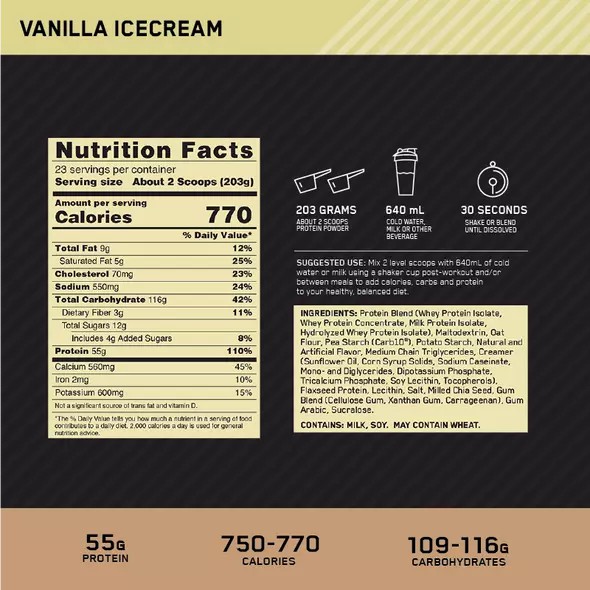 Optimum Nutrition Gold Standard Gainer Vanilla 4.67kg Malaysia | 079QIAUKL