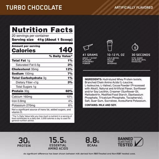 Optimum Nutrition PLATINUM HYDROWHEY™ Turbo Chocolate 1.8 lb - Notify me Malaysia | 397JDRXSC