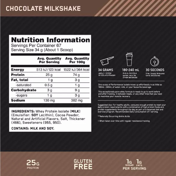 Optimum Nutrition Performance Isolate Chocolate 2.27kg Malaysia | 516XZQFMO