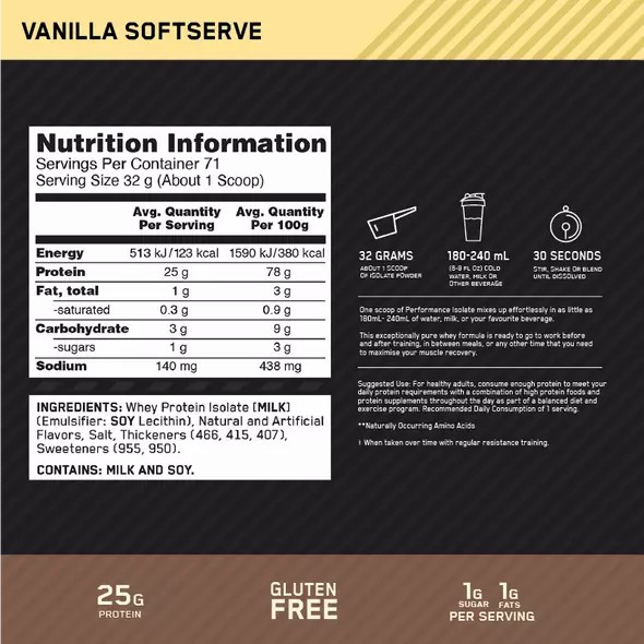 Optimum Nutrition Performance Isolate Vanilla 2.27kg Malaysia | 578KMCVBD