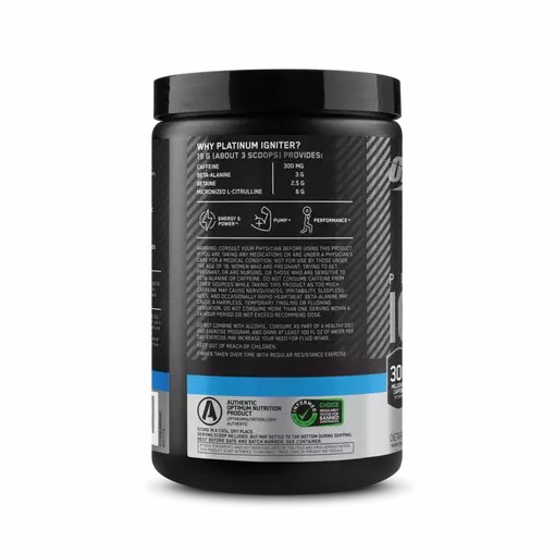 Optimum Nutrition Platinum Igniter Blue Raspberry Freeze 0.84 lb (20 Servings) Malaysia | 052ONPWBH